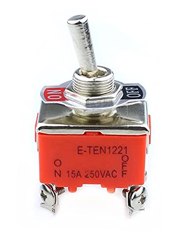 Xuefu 1 PCS Resina Metal AC 250V 15A AMPS ON/OFF 2 POSITION DPST TOGLE SWITCH LW SZUS E-TEN1221 ORANGE