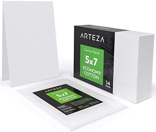 Pacote Arteza: pacote de 5x7 de painéis de lona de algodão economia, conjunto de 14 e tinta acrílica, conjunto de 60 cores variadas, materiais de arte para artistas, Hobby Painters & Beginners