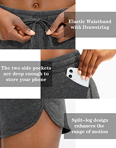 G gradual feminina atlética de corrida short confortável de algodão para o Womens Workout Lounge com bolsos e cordões