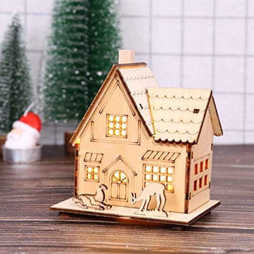 Kits de modelos Cena de Natal da aldeia 1 PCS LED LED Wooden House Ornament, ornamento de desktop luminoso exclusivo para decoração da casa. Kit de modelo de decoração para festas de férias