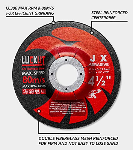 Luckut Reting Wheels Discos de moagem 4-1/2 '' x 1/4 '' x 7/8 '