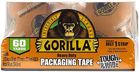 Fita de embalagem de gorilas Recilisões resistentes e largas para mover, remessa e armazenamento, 2,83 x 30 m, 2 rolos