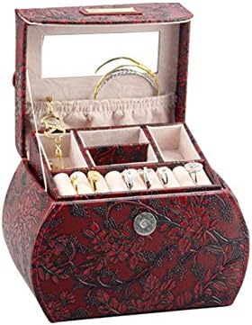 Caixa de jóias de couro portátil YQ WHJB, organizador de jóias de viagem vintage com espelho, caixa de jóias de camadas duplas