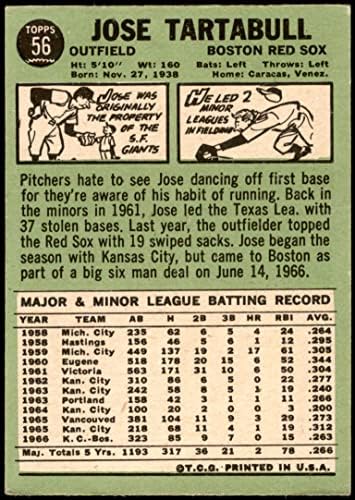 1967 Topps # 56 Jose Tartabull Boston Red Sox VG/EX Red Sox