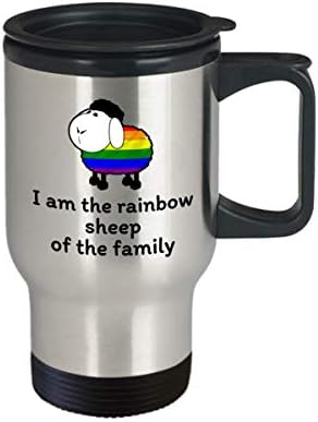 Caneca de viagem LGBT - Eu sou a ovelha do arco -íris da família - Funny LGBTQ Gay Lesbian Gifts - Homossexual Bi