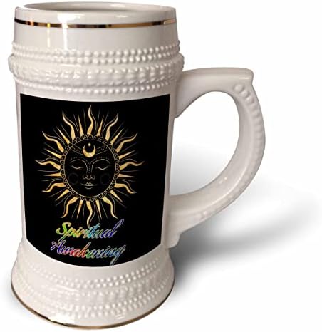 3drose Golden Print of Sun and Moon On Black Symbol Art - 22oz de caneca