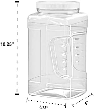 Ljdeals 1 galão de recipientes de armazenamento de plástico transparente, frascos de aderência, vasilhas quadradas de boca larga,