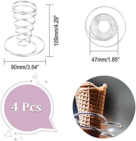 CHGCraft 4pcs Cone de alimentos Exibir suporte de alimentos em espiral Black Ior Cream Cream de Cream de Ferro 304 Cone de Aço Anterior Stand Display para lanches