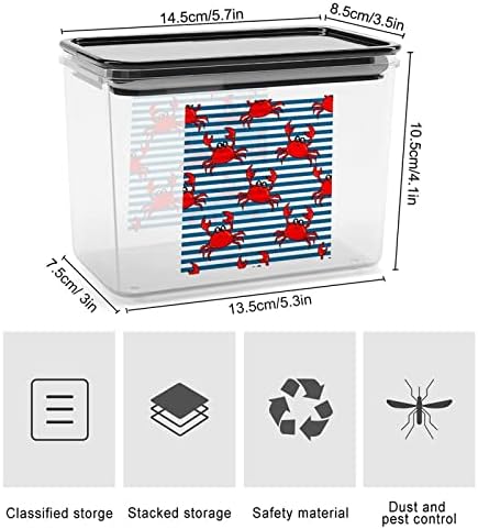 Caranguejo vermelho em listras Recipiente de armazenamento de alimentos Plástico Caixas de armazenamento transparente