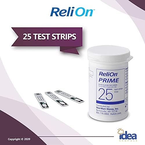 Relion Prime Blood Glicose Tests, pacote de 25 ct com exclusivo Look Homen Your Diabetes - Better Idea Guide