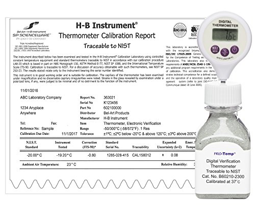 SP BEL-ART, H-B Frio-TEMP Verificação eletrônica calibrada Termômetro de haste Lollipop; 0/70C, calibração da incubadora 37C