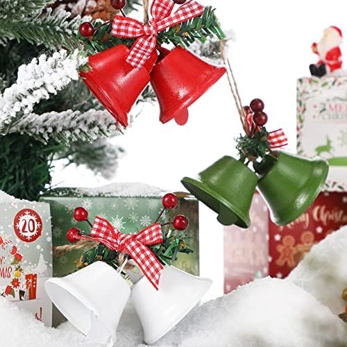 24 peças sinos de Natal pendurados na árvore de natal sinos decorativos vintage enfeites de natal verdes sino vermelho