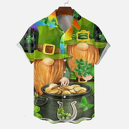 Wocachi St. Patrick's Day Mens Button Down Down Diretas de manga curta Camisas casuais Green Graphic Graphic Plus Tamanho Camisa de boliche