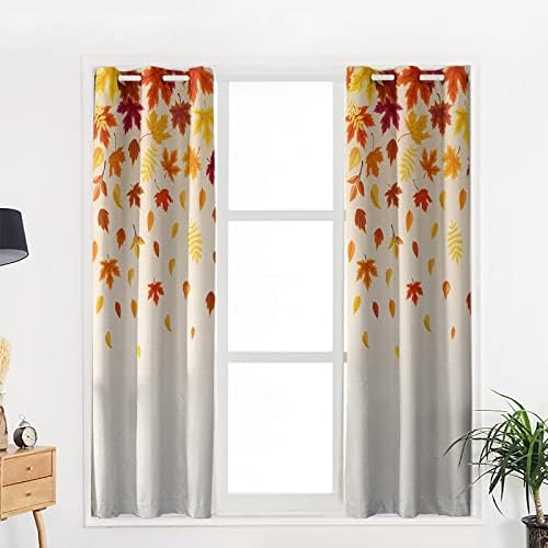 Jiameluck Fall Maple Folhas cortinas de blackout para sala de estar cortinas decorativas de cozinha cortinas infantis cortinas