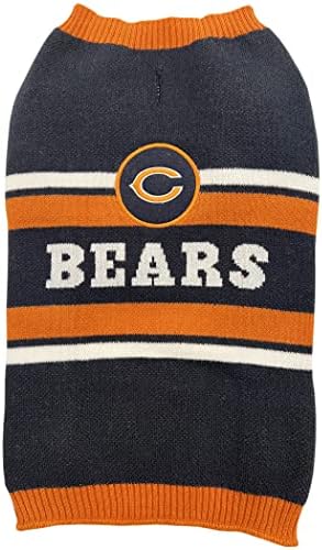 NFL Chicago Bears Dog Sweater, tamanho extra pequeno. Sweater quente e aconchegante com o logotipo da equipe da NFL, melhor suéter de cachorros para cães grandes e pequenos