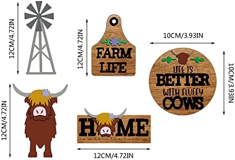Farmhouse Tiered Bandey Decorativa de Windmill Cow Logo
