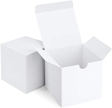 Caixas de presente Eupako 4x4x4 50 pacote caixa de papel kraft branca com tampas de festas de festa para proposta de damas de honra,