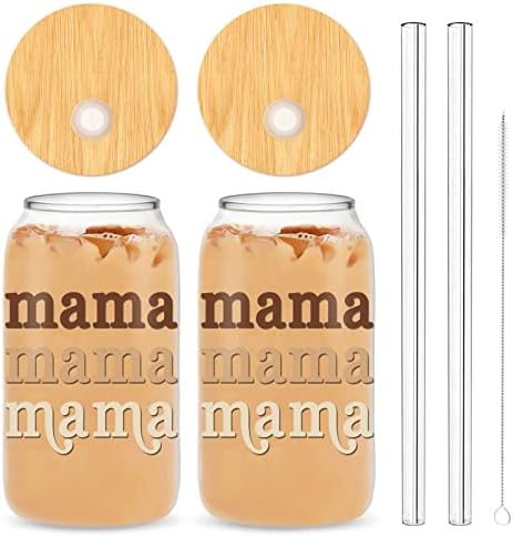 Presentes baleeiros para a mãe da filha Boho Mama bebendo copos com tampas de bambu e palha 2pcs presentes do dia das mães xícara