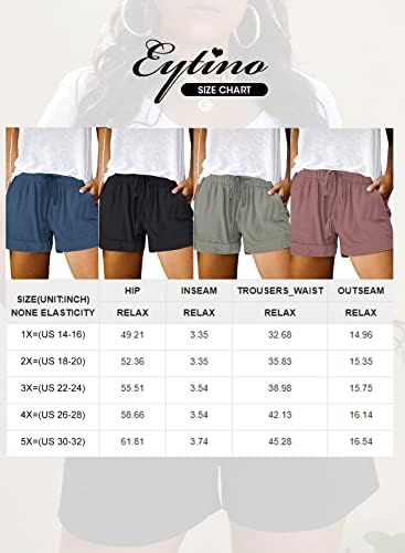 Eytino Womens Plus Size Size confortável Casual Casual Casual Coloque Shorts, 1x-5x