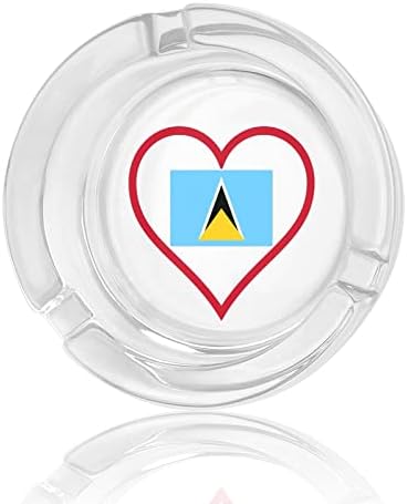 Eu amo Lucia Red Heart Glass Ashtray para cigarros redondo bandeja de cinzas portátil Caso de cinzas para externo interior