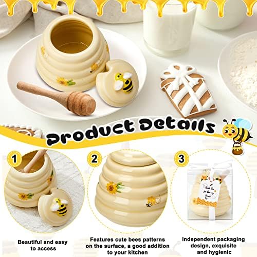 Honey Party Favors Bee Party Favors Jars Honey With Dippers Honey Cerâmica Pote de Abelha Com tema de Party Bee Theme Baby