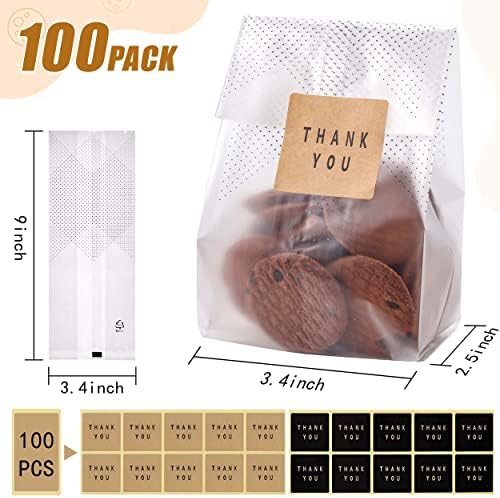 Lokqing Sacos de biscoito de gelo de celofane para embalagens de sacolas de presente transparentes com adesivos para biscoitos, doces, chocolates
