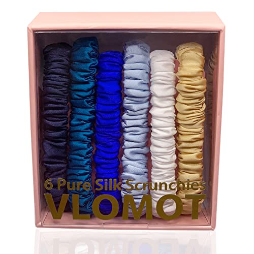 Vlomot 6 PCs Conjunto puro Mulberry Silk Hair Scrunchies Silk Hair lancho