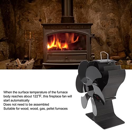 Ventilador de fogão de 6 lâmina, ventilador de lareira de 152 mm de partida negra, ventilador de fogão alimentado por calor resistente a alta temperatura, ventilador de fogão ecológico