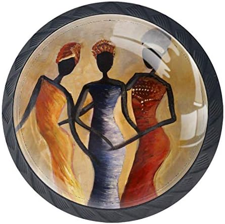 Mulheres africanas ideais Pintura a gaveta Puxa alças da cabine de cabine de cabine de cabine de penteadeira com parafusos 4pcs