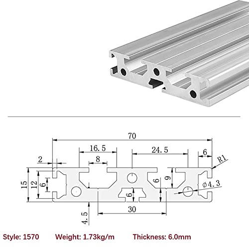 Mssoomm 2 pacote 1570 Comprimento do perfil de extrusão de alumínio 88,58 polegadas / 2250 mm Silver, 15 x 70mm 15 Série T Tipo t-slot t-slot European Standard Extrusions Perfis Linear Linear Guide Frame para CNC