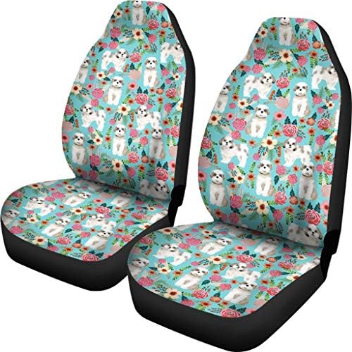 Pawlice Shih Tzu Dog Floral Print Car Seat Covers