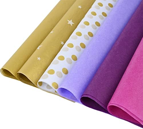 60 folhas, 28 * 20 polegadas, papel de papel de lama de papel de ouro roxo e metálico Polinhas de papel de papel de papel de papel