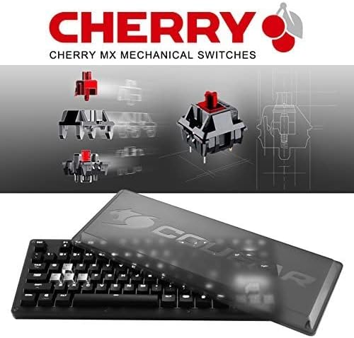 Cougar Puri TKL1 Teclado de jogos mecânico com cobertura de proteção magnética e conjunto extra de calças de chave metálicas, Cherry