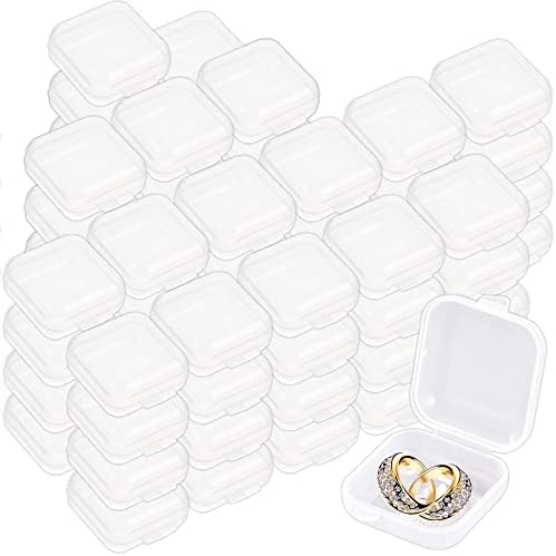 Caixa de jóias transparentes Yimike Mini, 64pcs pequenos contêineres de caixas transparentes de armazenamento de plástico,