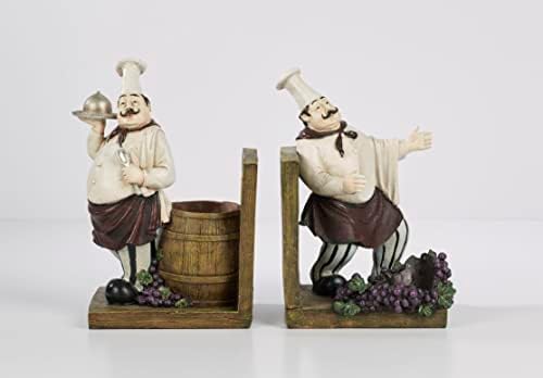 Touch of Class Chefs Gourmet Bookends Par - Resina - Borgonha, marrom, branco, roxo - conjunto funcional para bancada de cozinha, ilha, prateleira de livro - livro de receitas ou suporte