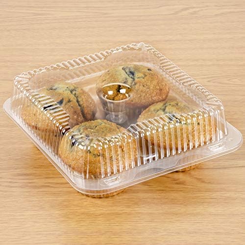 4 caixas de cupcakes de compartimento | Recipiente de cupcake de plástico transparente - Suportes de cupcake descartáveis ​​| Carrier de muffin - bandejas de marchas de cupcake | Transportador de embalagem de bolo de copo | 40 pacote