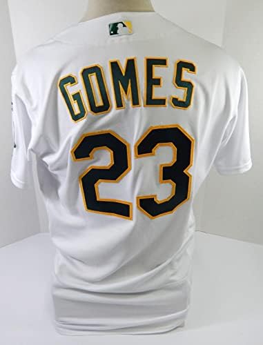 2021 OAKLAND A's Athletics Yan Gomes 23 Jogo emitido POS Usado White Jersey 46t 0 - Jogo usada MLB Jerseys