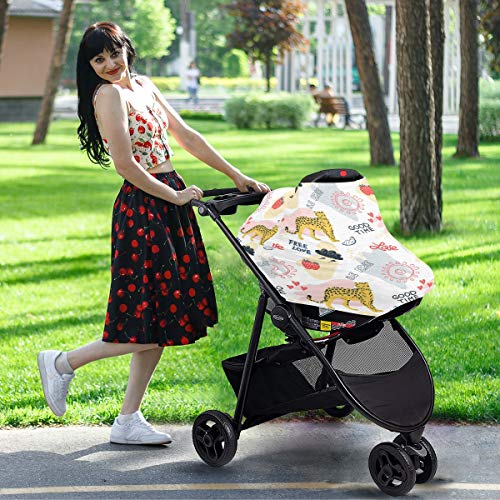 Cheetah de doodle colorido Capas de assento de carro para bebês - Capa de enfermagem da amamentação Capa infantil na capa
