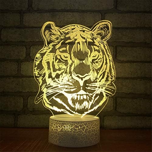 Jinnwell 3D Tiger Lion Night Light Lamp Ilusão Night Luz 7 Alteração da cor Touch Touch mesa de mesa Lâmpadas de decoração
