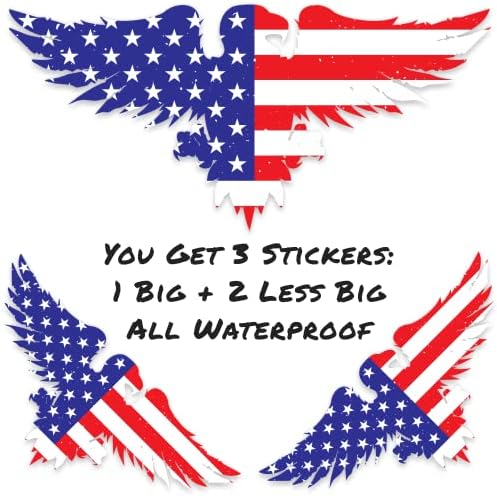 Decalques de bandeira American Stickios - Made nos EUA - Aguarda de bandeira de vinil patriótica para carros, caminhões, janelas, veículos - American Eagles