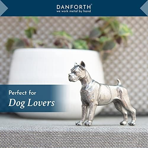 Danforth - Boxer Dog - Fatuagem de cão de estanho artesanal - 1 3/4 - Feito nos EUA