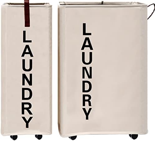 [2 pacote] 27,5 Homlikelan Rolling Laundry Basket & 92L Large Laundry Horper on Wheels