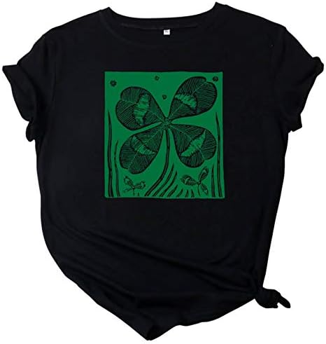 Camiseta feminina camisetas, trevo feminino tees impressos de manga curta Tops de St. Patrick