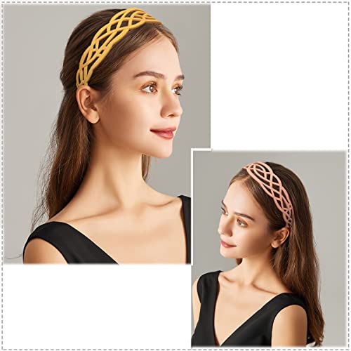 Springtime 6pcs Bandas de cabeça plásticas largas para mulheres faixas de cabelo de moda com dentes para meninas de cabelos grossos