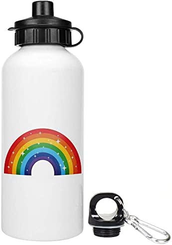 Azeeda 600ml 'arco -íris com brilho' garrafa de água/bebida reutilizável