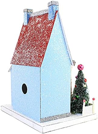 Natal Holly Jolly Christmas House Paperboard Santa Papai Noel com bolsa - uma casa 13,75 polegadas - Hou344 - Blue