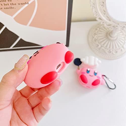 【2 pacote】 Aerymli 3d Kirby Caso para AirPods 2º/1º, 3d CARAÇÃO DE ANIME DE ANIME DE CARATURA CARAÇÃO AirPod 2, 3d Kawaii Kirby Shape