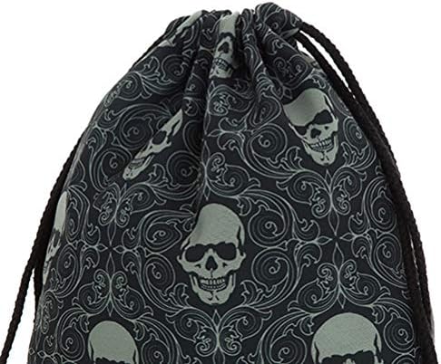 Bestoyard 30x39cm crânios de sacos de tração e mochila de mochilas impressas de padrão floral para um presente de viagem em casa para