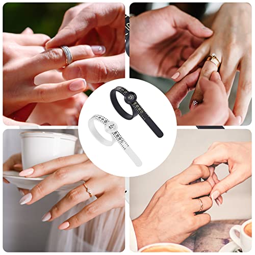 Grevosea 2 PCs Ring Sizer Medição Ferramenta 1-17 Tamanho do dedo Tamanho da ferramenta de ziz de anel reutilizável para anéis de casamento, tamanho dos EUA com tamanho de metade