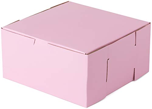 8 x 8 x 4 fibra de fibra corrugada Caixa de bolo rosa brilhante e 8 pranchas de bolo recortadas